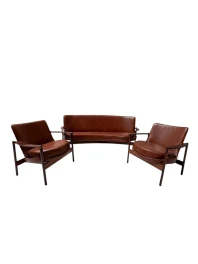 Mid-Century Modern Sofa and Lounge Chairs by Ib Kofod-Larsen for Frõscher, 1970s